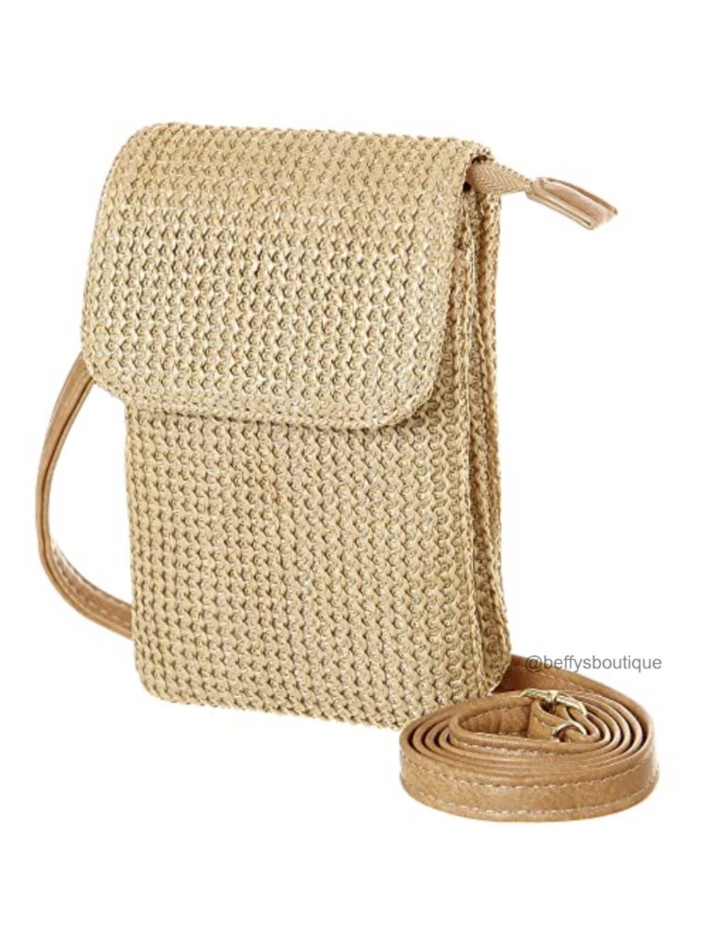Faux Straw Woven Crossbody Bag Small Summer Purse Adjustable Strap Boho Style